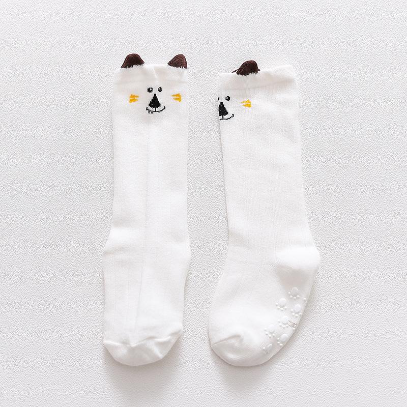 

Носки для малышей с мультяшными животными осенние и зимние нескользящие самоклеящиеся детские носки из полиэстера и хлопка для новорожденных средней длины до колена S code 0-1 years old