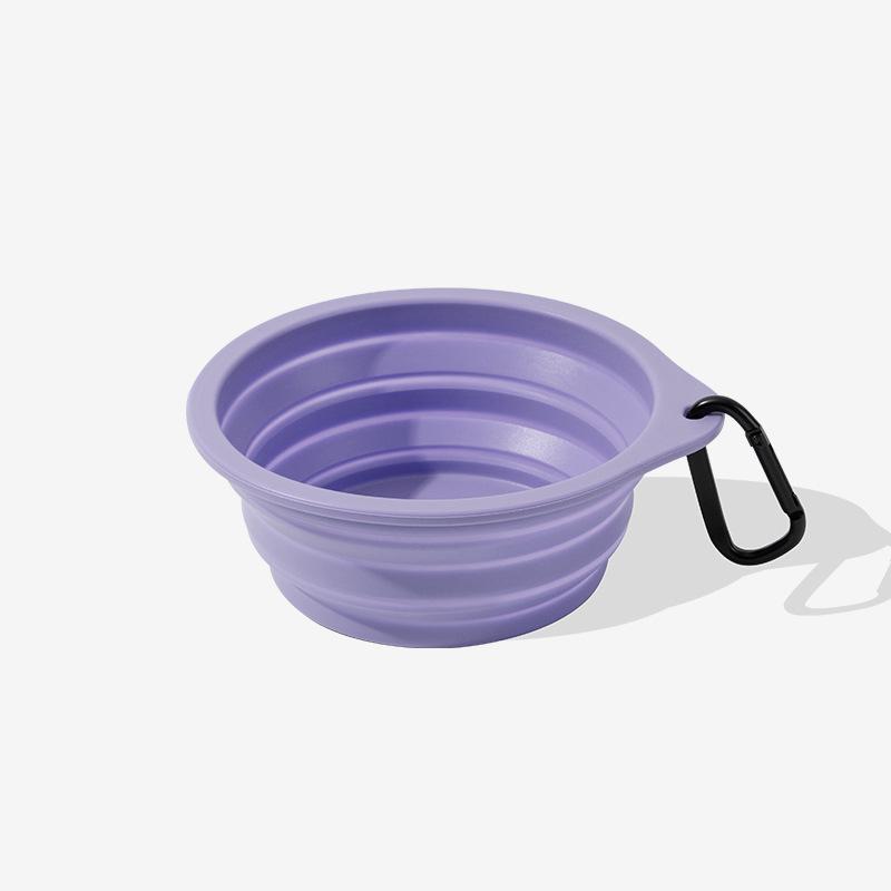 

Пищевой силиконовый складной миска с приборами для еды, портативная миска для питья для собак, миска для еды, миска для домашних животных для прогулок, кошек, собак, кемпинговая миска Secret Purple