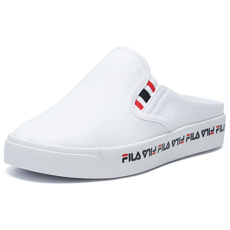 FILA Slip-On Mule Round Toe Low Top Canvas Shoes Women sneaker White F62W021301FWT