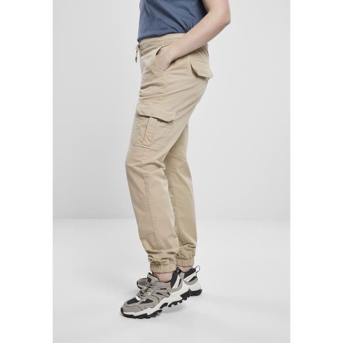 Women's Pants - Urban Classics - High Waist Cargo - Cream - High Waist - Plus Sizes