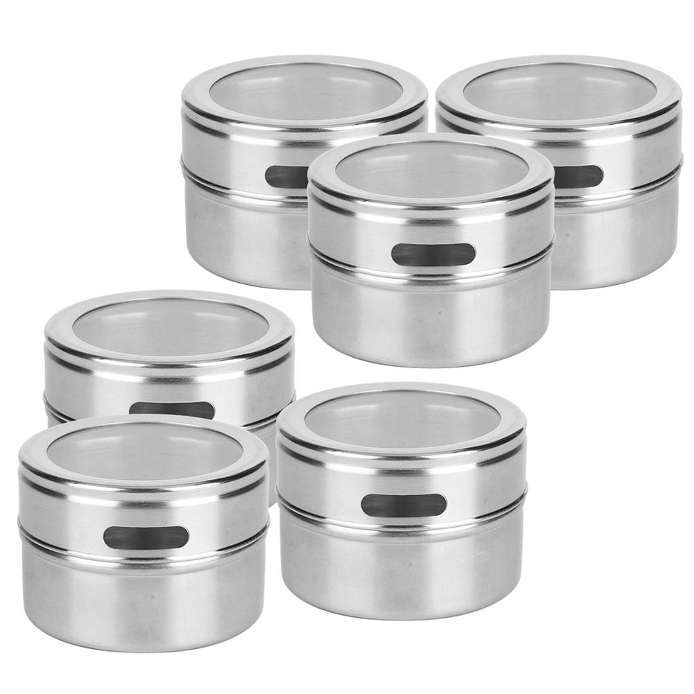 6 ks/sada Nerezová ocel Kořenka Nádoby na koření Pepř Koření Skladovací nádoby