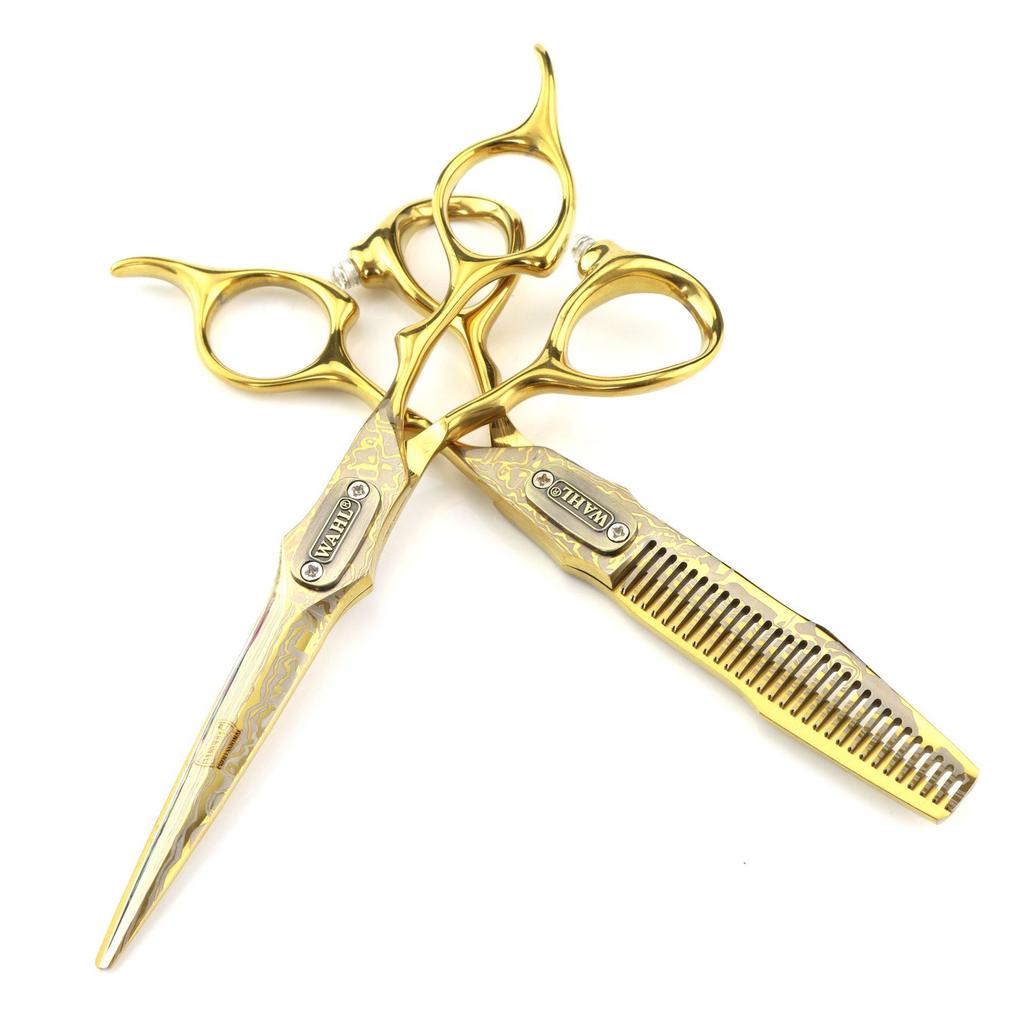6.0 inch FJ--22 personalized golden wall, hair scissors, double sword type for hair scissors