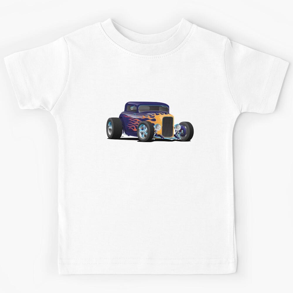 Vintage Hot Rod Car with Classic Flames Kids T-Shirt 140