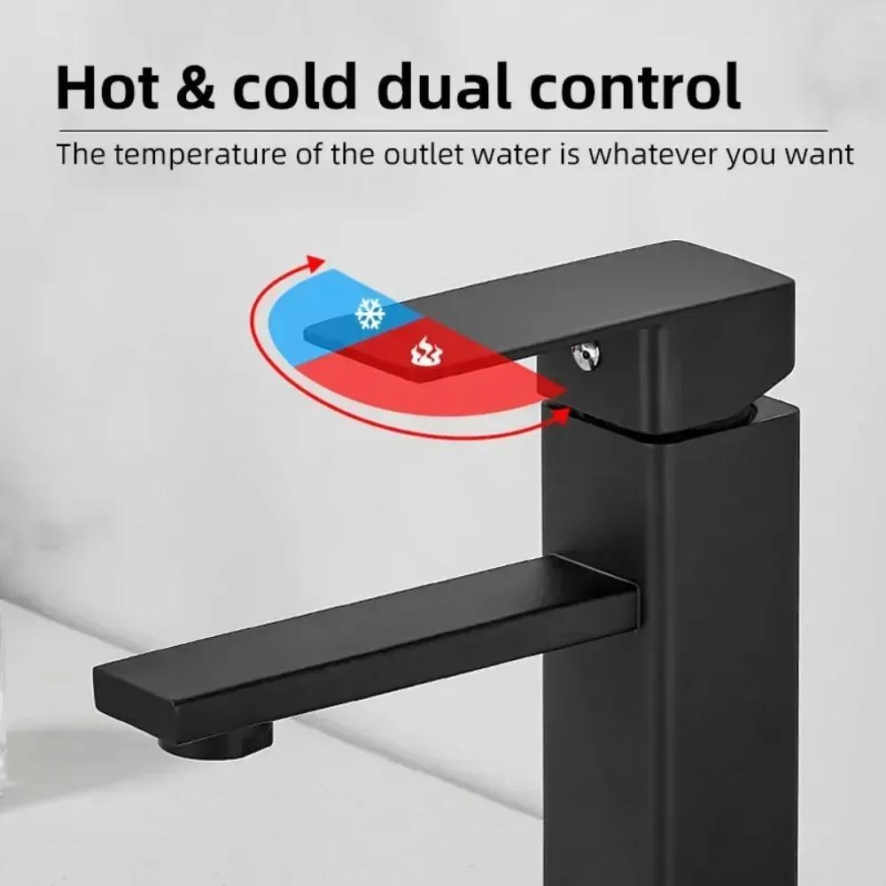 Basin Faucet Sink  Mounted Black Chrome Hot Cold Water Basin Mixing Long Short Faucet Matte Black Washbasin Faucet CraneFMX