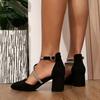 Women's Chunky Heeled Sandals, Pointed Toe Rhinestone Ankle Strap D;Orsay Mid Heels, Versatile Dress Shoes