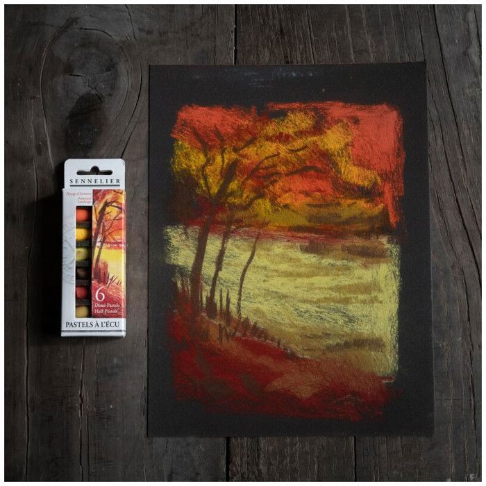 Etui de 6 demi pastels à l'écu Sennelier coloris paysage d'automne
