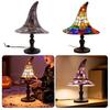 Buntglas Hexenhut Lampe, USB-betrieben Harz Nachtlicht, Gotische Halloween Tischlampe für Schlafzimmer Bücherregal Kaminsims Party Dekoration