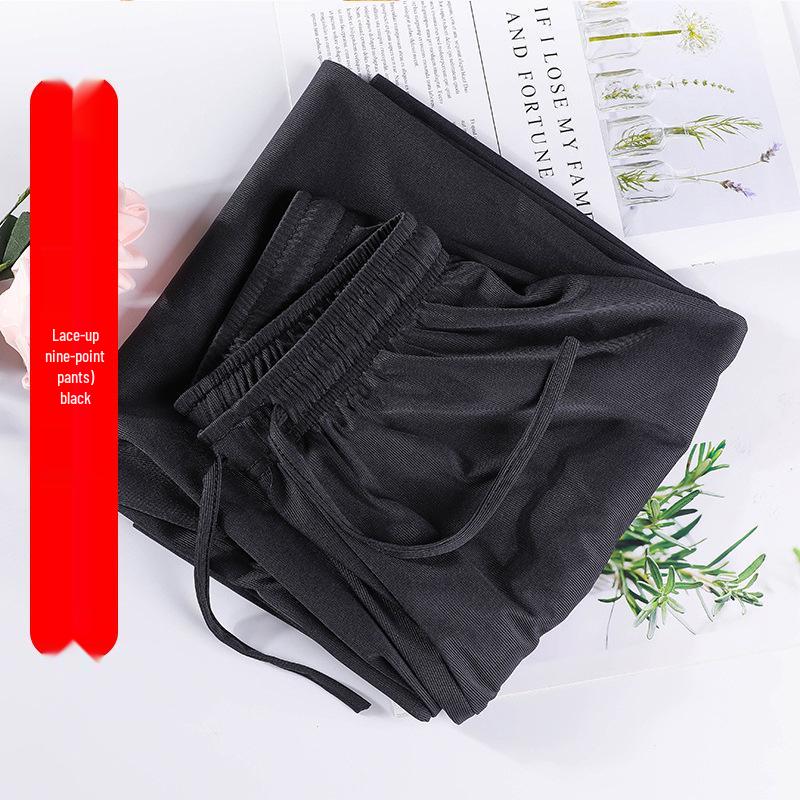 

Women s Summer 2025 High Waist Ice Silk Wide-Leg Floor-Length Pants XXXL