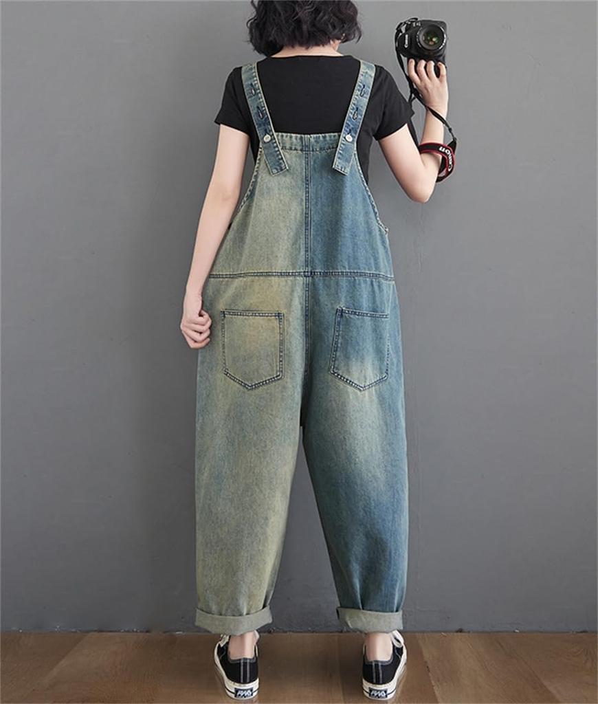 Denim Long Loose Wide Leg Pants with Large for Going Everyday Fall Size [Mohokyo] Women's Overalls, All-in-One Jeans, Pants, Fit, Pockets, Flattering,