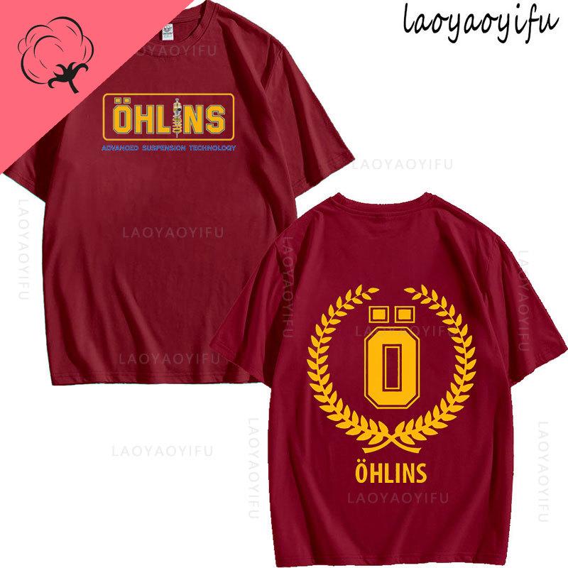 

Ohlins Theme 100% хлопок летняя модная мужская футболка с круглым вырезом хипстерская мужская футболка уличная одежда топ подвеска автомобиль мотоцикл спорт гонки XXXL