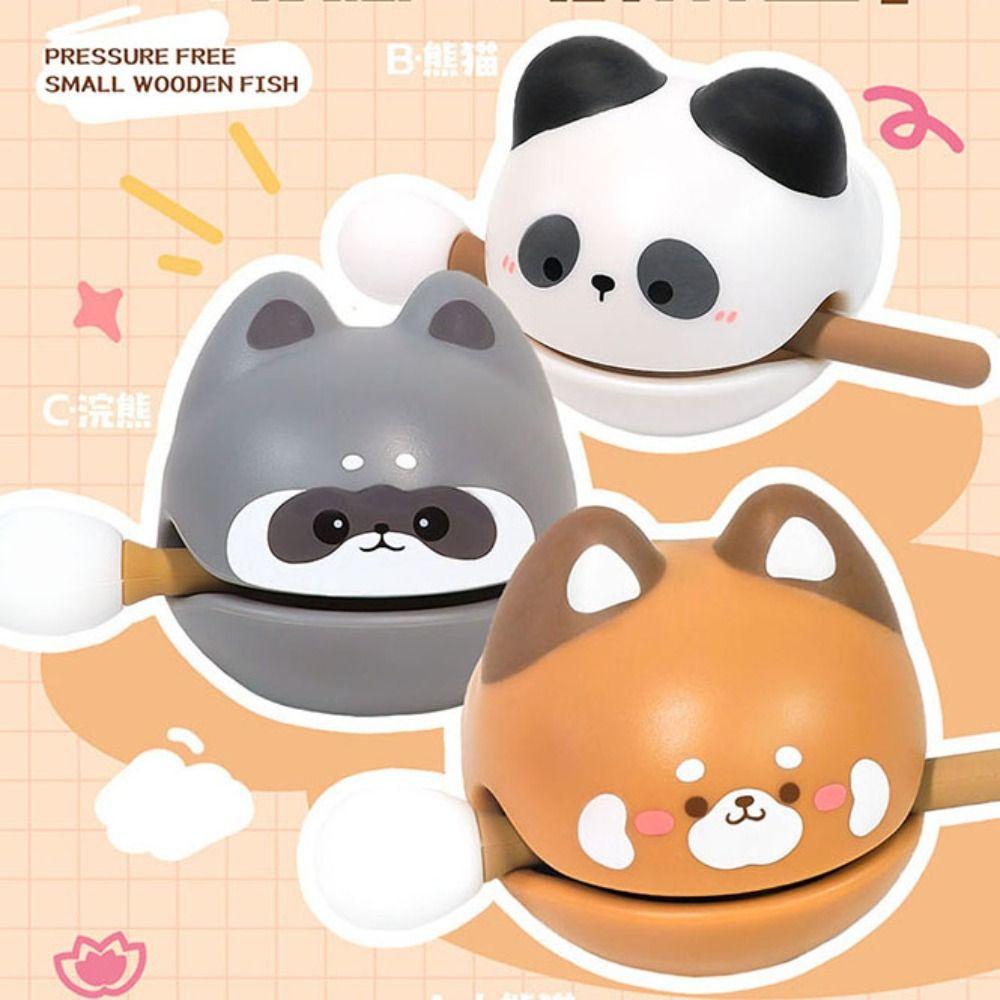 Wooden Fish Small Wooden Fish Panda Percussion Instrument Wooden Carving Ornaments Kindergarten