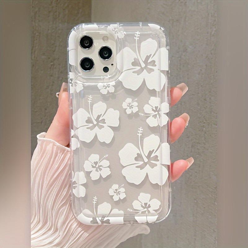 Simple Big Pink Flower Apple 16 Mobile Phone Case iPhone15promax Airbag Transparent 14 Anti-drop 13 Silicone 12