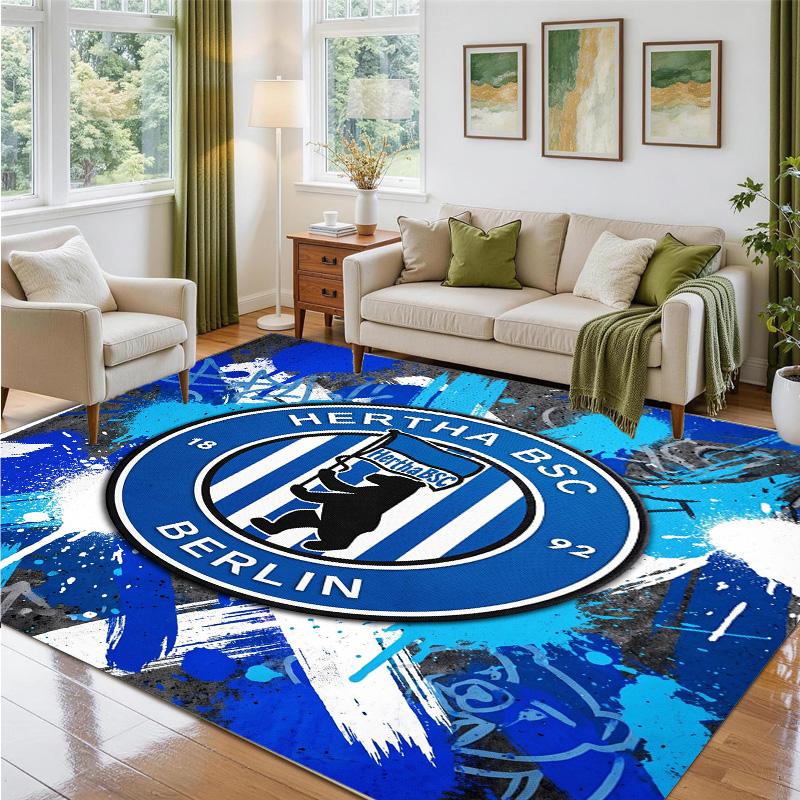 Hertha Bsc FC Design Crystal Velvet Rug Soft Decorative Mat for Bedroom Entrance
