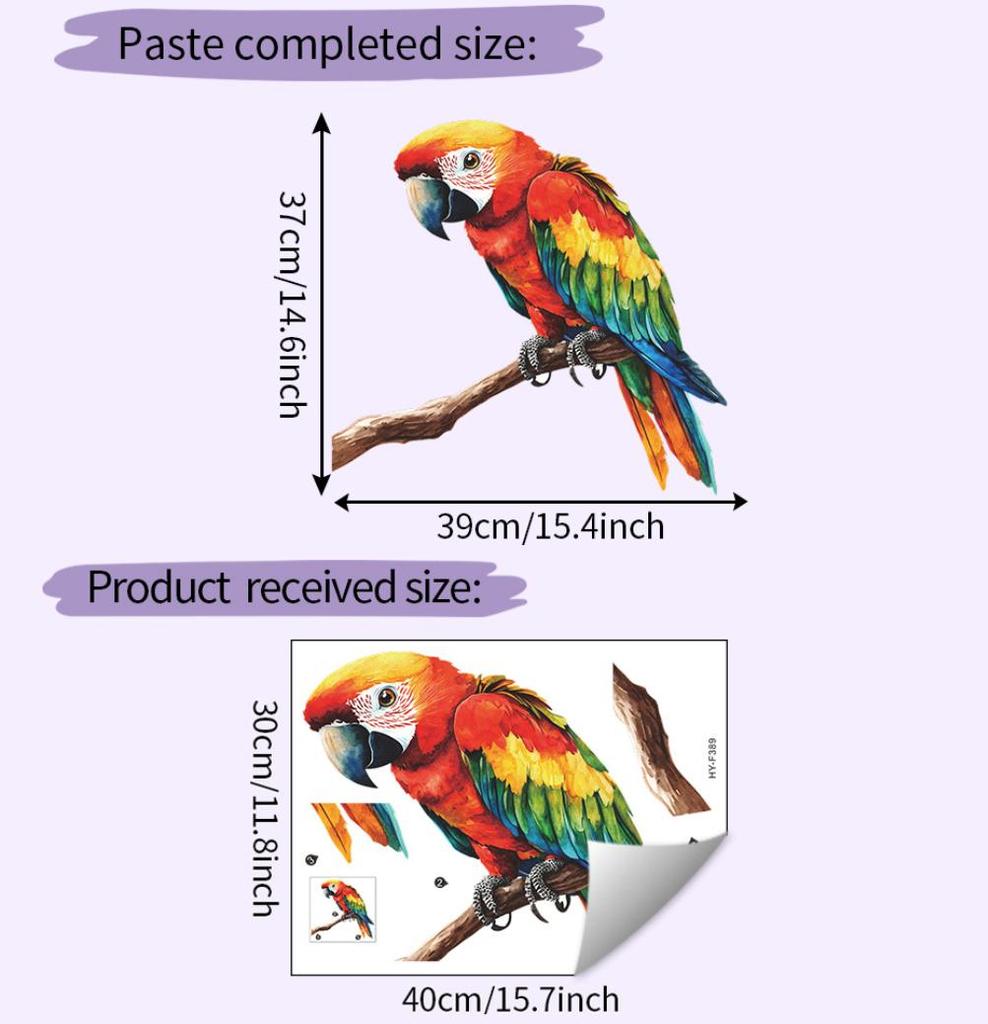 Colorful Parrot Bird Wall Stickers Room Decor Home Bedroom Wall Decals Living Room Bathroom Wall Stickers