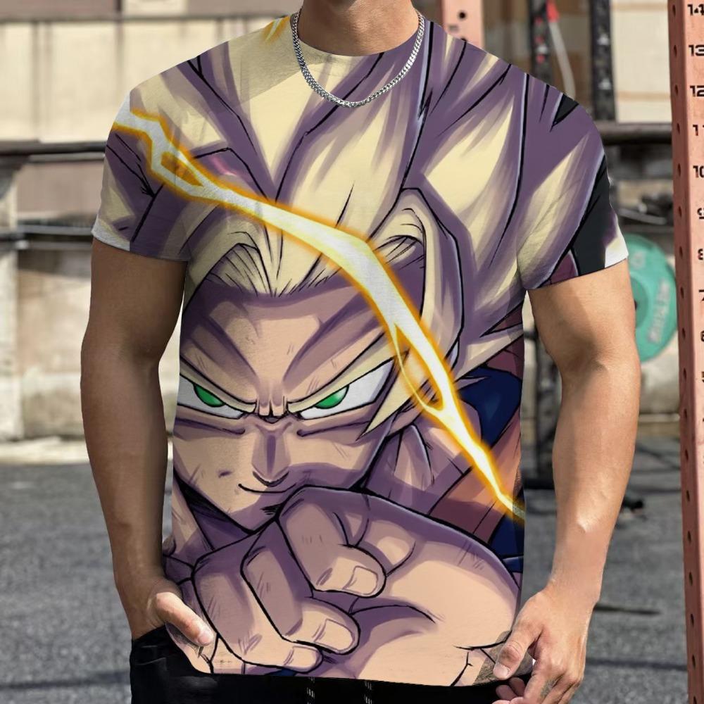 2026 Fashion Dragon Ball 3D Harajuku Men's T-Shirt Summer Short Sleeve Crew Neck Goku Vegeta Casual Versatile Top