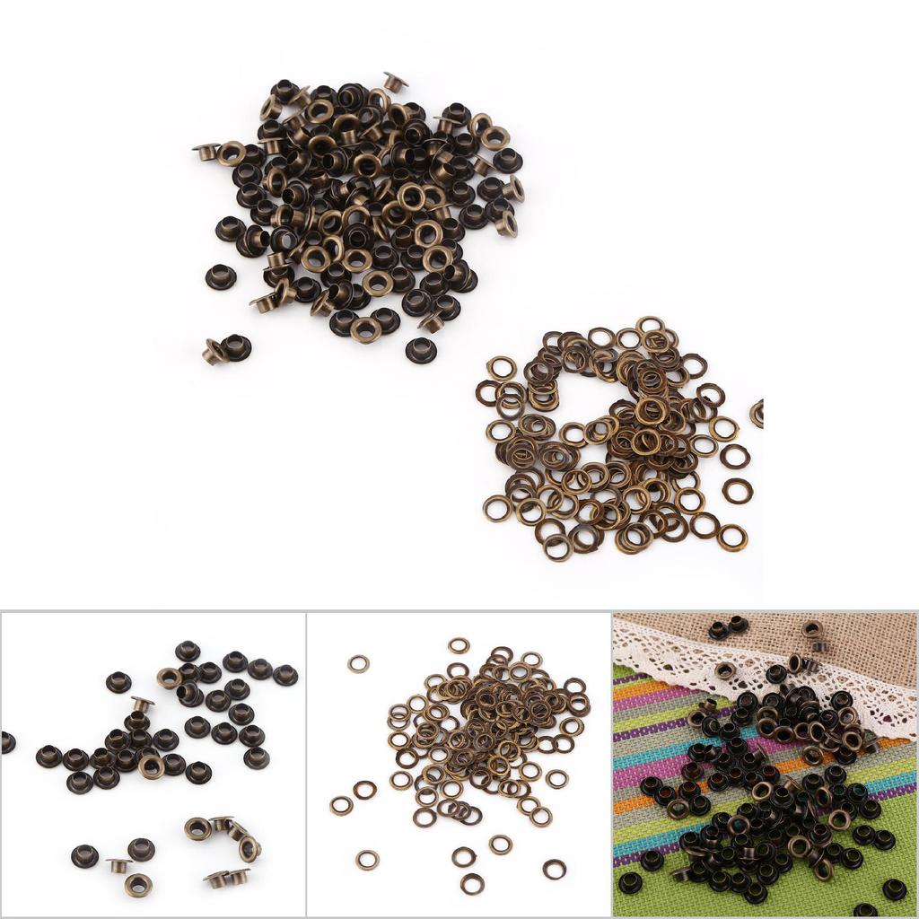 100pcs Metal Eyelets Small Grommets with Washers for Leather Craft DIY Sewing