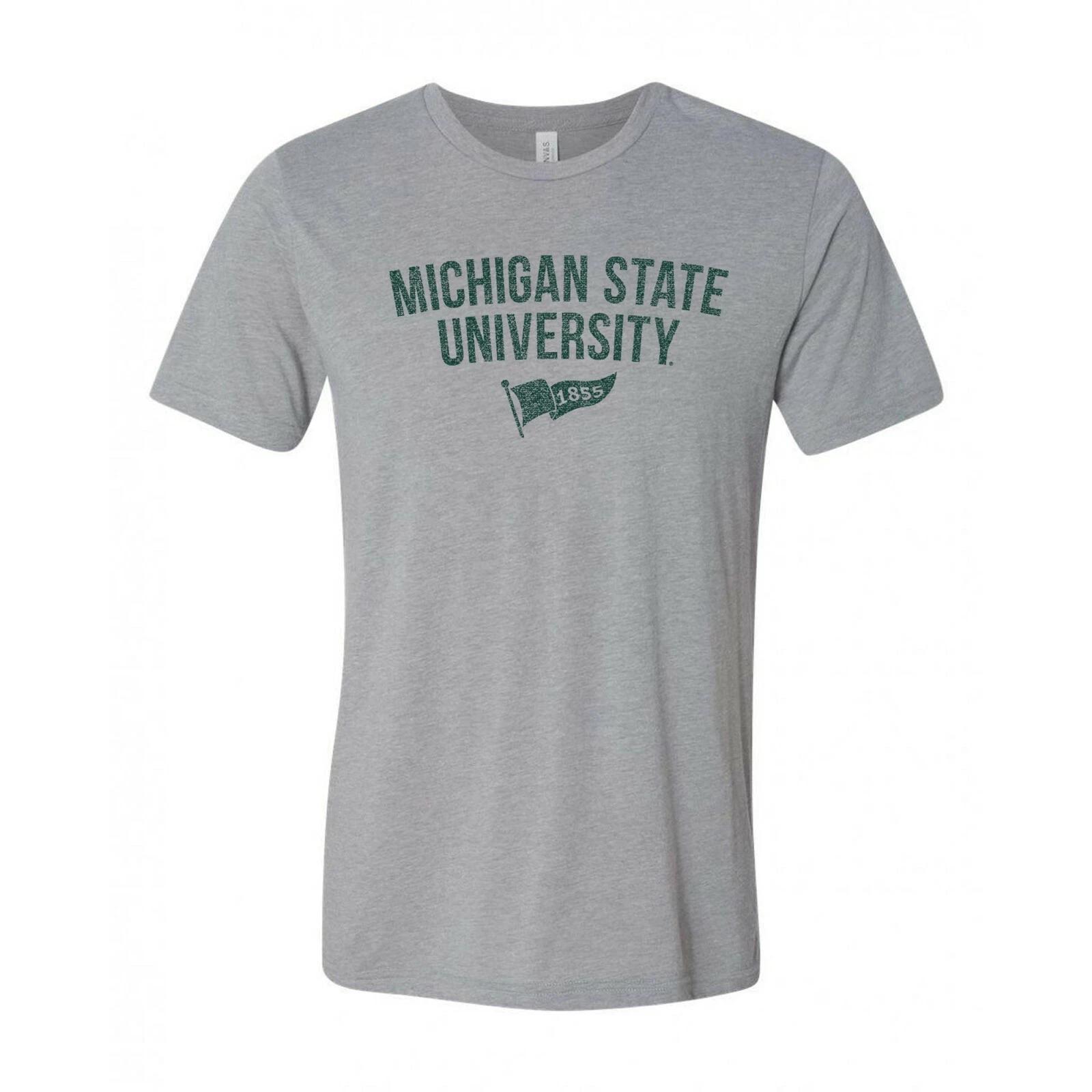 Michigan State Spartans Year Banner Triblend T Shirt - Athletic Grey 4XL