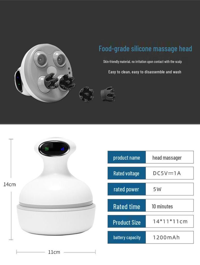 Wireless Smart EMS Electric Head Massager with Microcurrent & Red Light Therapy