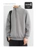 Men's Retro Fleece-Lined Half-Zip Stand Collar Jacket | Solid Color Casual Sweatshirt for Spring, Autumn, Winter