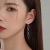 Yousheng 1 Pair Dangle Earrings Curved Long Threader Tassel Bright Luster All-match Decorative Geometric Ladies Twisted Linear Drop Earrings Jewelry