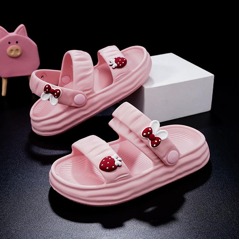 Stylish Eva Summer Sandals For Girls Featuring Breathable Soft Sole Design In Black Pink And Green