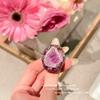 Vintage Floral Ring With Purple Cubic Zirconia 18K Gold Plated Adjustable Open Band Women
