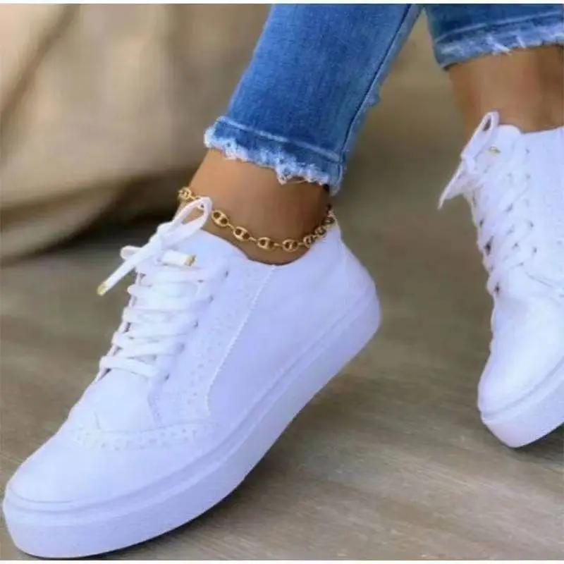 2025 New Women's Low-top Vulcanized Shoes Round Toe Casual Shoes Flat Shoes Lace-up Walking Shoes Women Versatile Comfortable