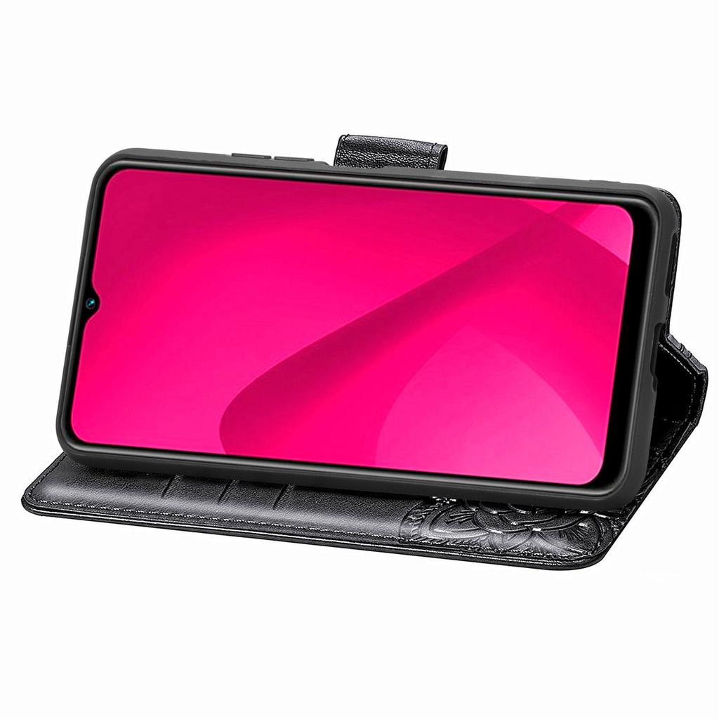 For T-Mobile REVVL 7 Case Butterfly Flower Leather Phone Cover Stand Credit Card Holder