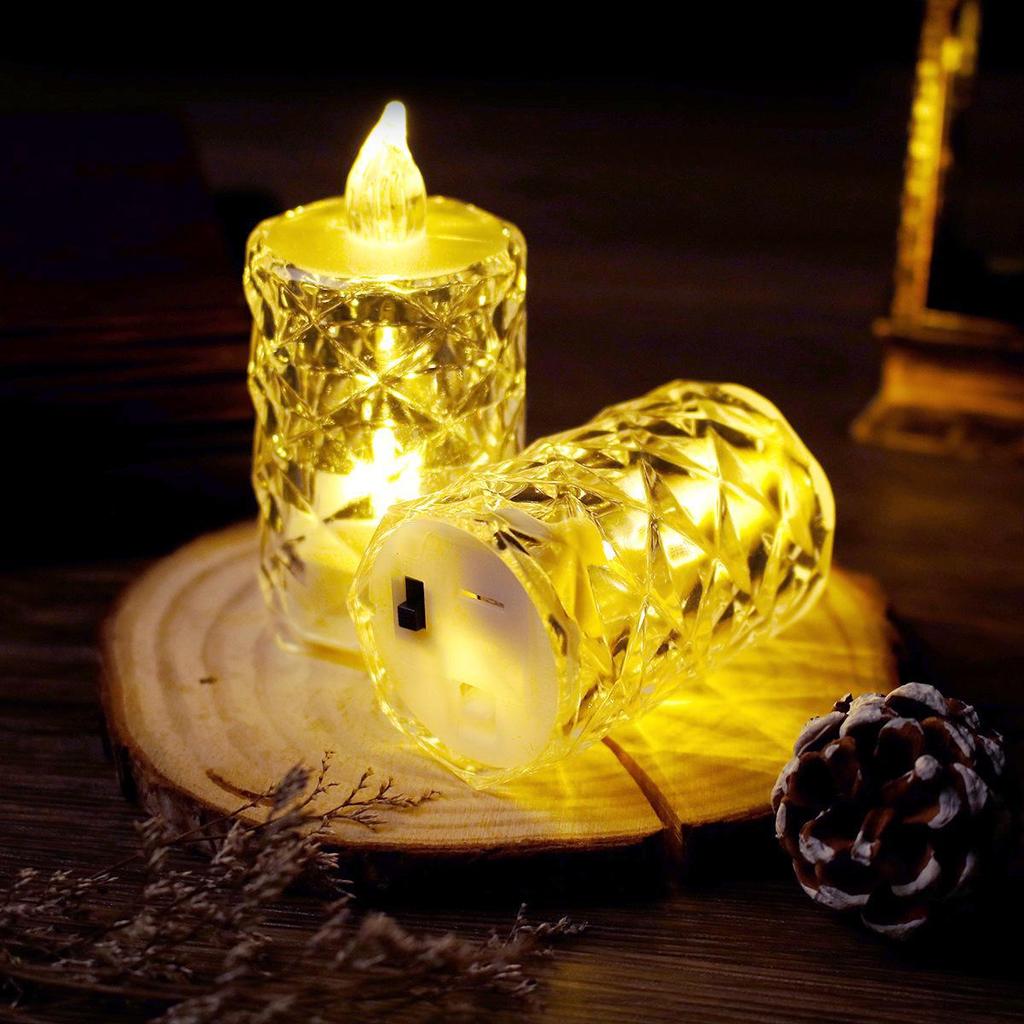 Transparent LED Crystal Tea Light Candles - Set of 24 Smokeless for Christmas or Romantic Nights