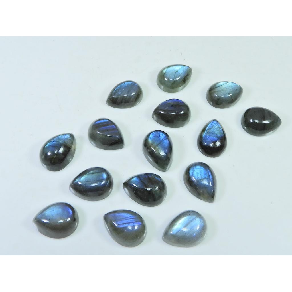 10X13MM Natural Labradorite Blue Fire Pear Cabochon Loose Gemstone 15Pcs Lot C-1106
