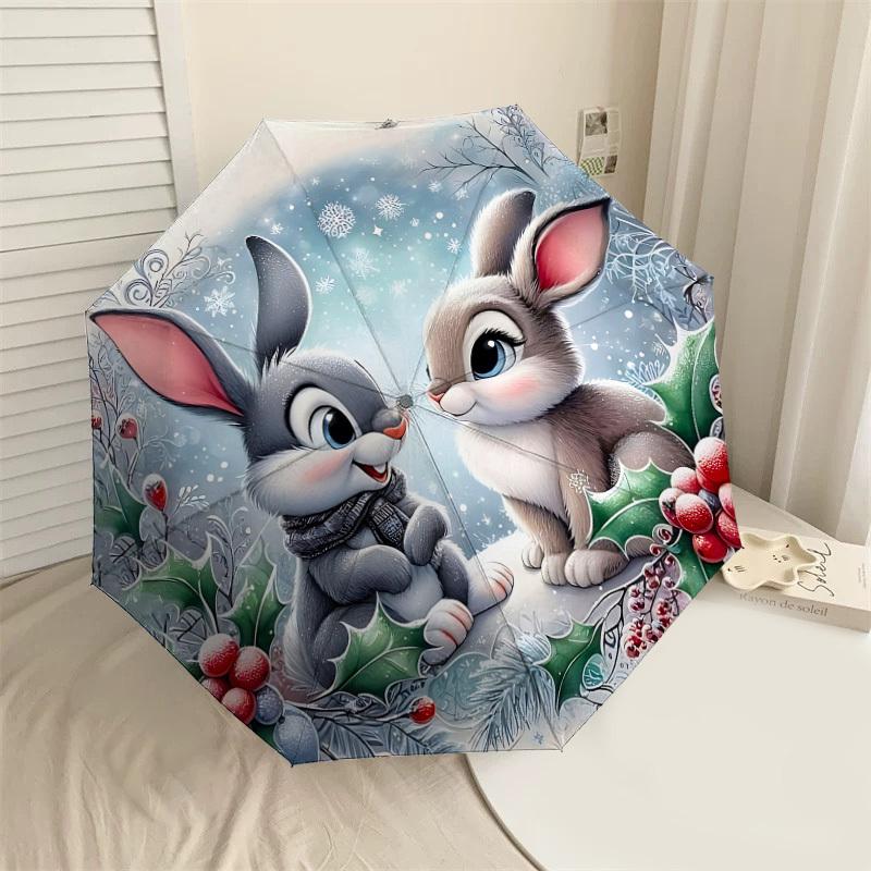 

1PC winter rabbits Automatic Open/Close Umbrella with Windproof, 8-Rib Sturdy Canopy, Durable Ribs, Fashionable Design1279A