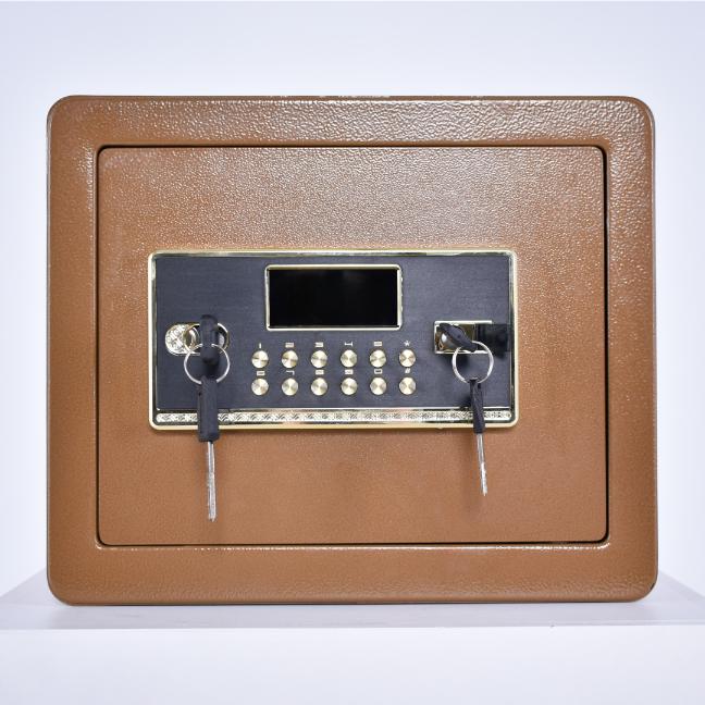 Pancerny domowy sejf z zamkiem elektronicznym i kluczem 30x36x30 cm brązowy