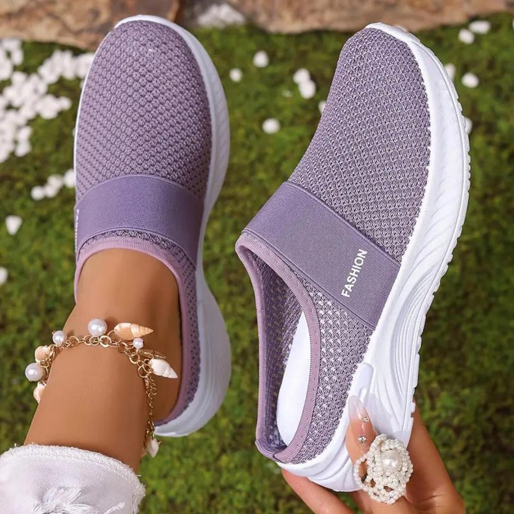 Women's Casual Fly Woven Breathable Flat Slippers with Toe Caps