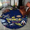 3D Astronaut Space Cartoon Round Area Rug,Carpet Rug for Living Room Children's Bedroom Sofa Playroom Decor,Non-slip Floor Mat