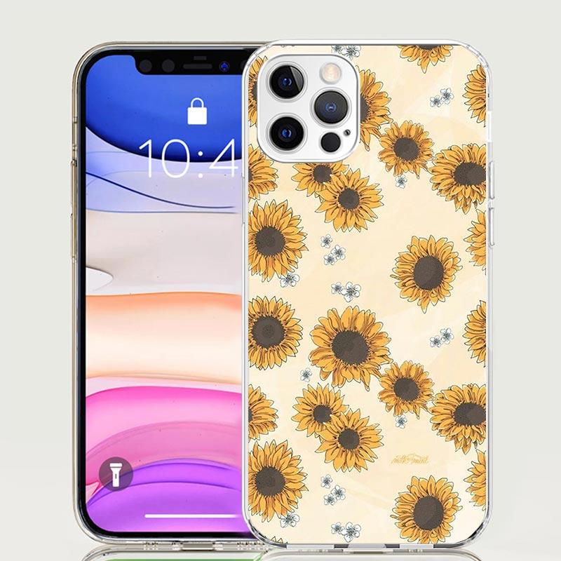 Beauty Yellow Sunflower Print Case Phone Cover for Apple iphone 16 15 14 13 12 Mini 11 Pro Max 16E X XS XR 7 Plus 8 + SE 2020 Tr