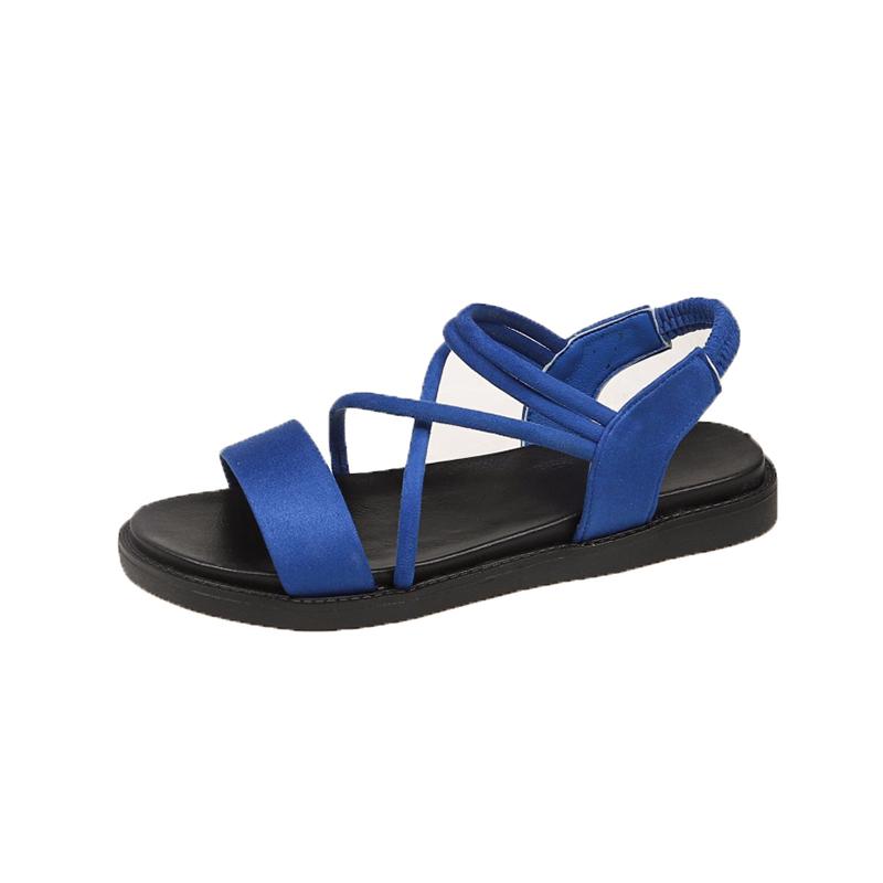 Roman Sandals Women's Summer New Round Toe Open Toe Thin Strap Soft Sole Non-slip Wear-resistant Flat Beach Shoes