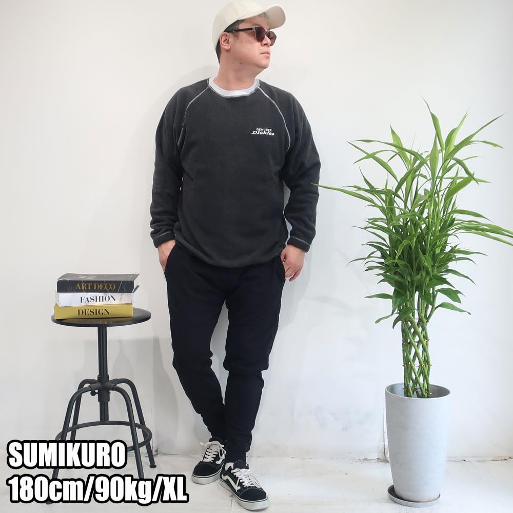 GENUINE Dickies Double-Sided Fleece Crew Neck Pullover with Drawstring, Men's, Sizes M, L, XL, 10001981 (JP, Alphabet, XL, Navy)