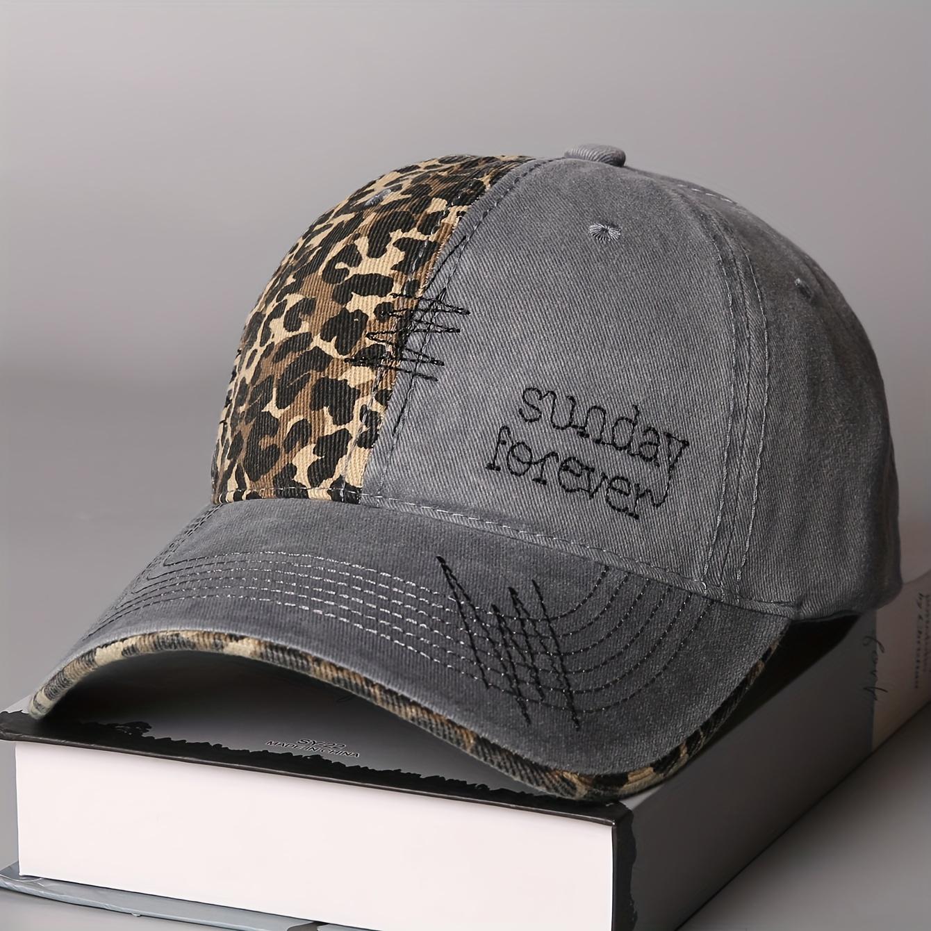 

Leopard Print Letter Embroidered Baseball Cap for Women Street Style Hot Girl Personalized Fashion Face-Shaping Duckbill Cap Adjustable серый