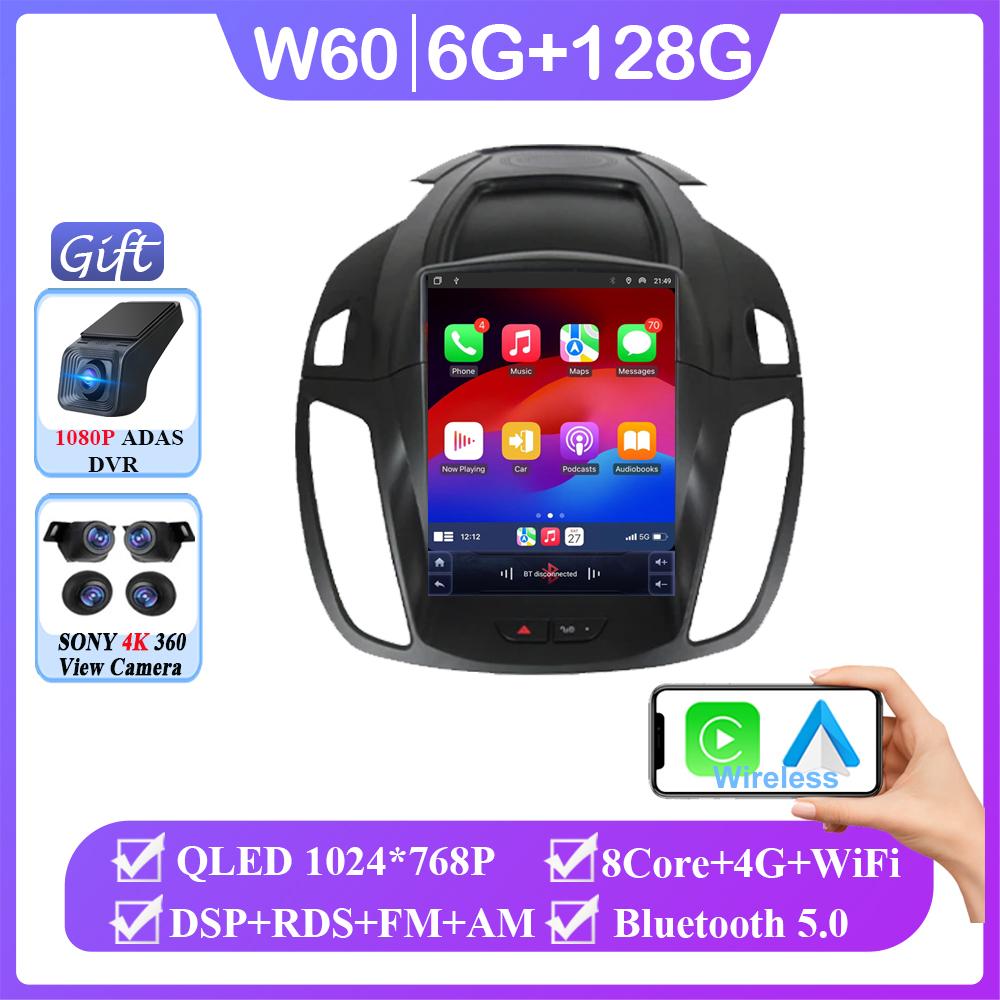 9.7" Inch Android Car Radio For Ford Kuga 2 Escape 3 2012 - 2019  4G Wireless CarPlay Multimedia Player GPS 2Din BT