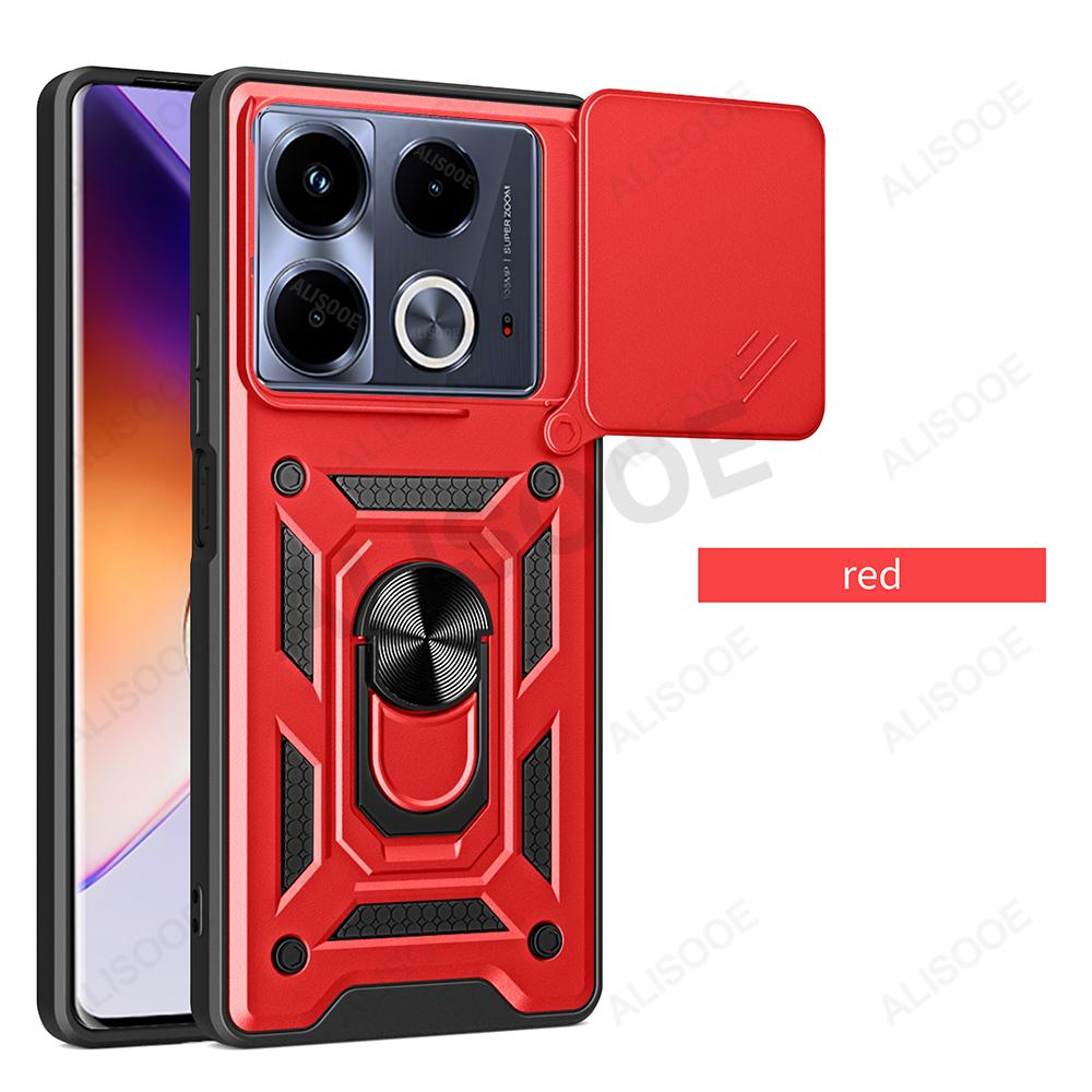 Slide Camera Funda for Infinix Note 40 4G Case Armor Ring Stand Protect Cover for infinix Note 40 Pro Plus 5G Pro+ Capa