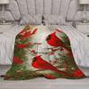1pc Cardinal Blanket - Bird Theme Decor Soft Flannel Throw Blanket All Seasons for Sofa Bed Camping