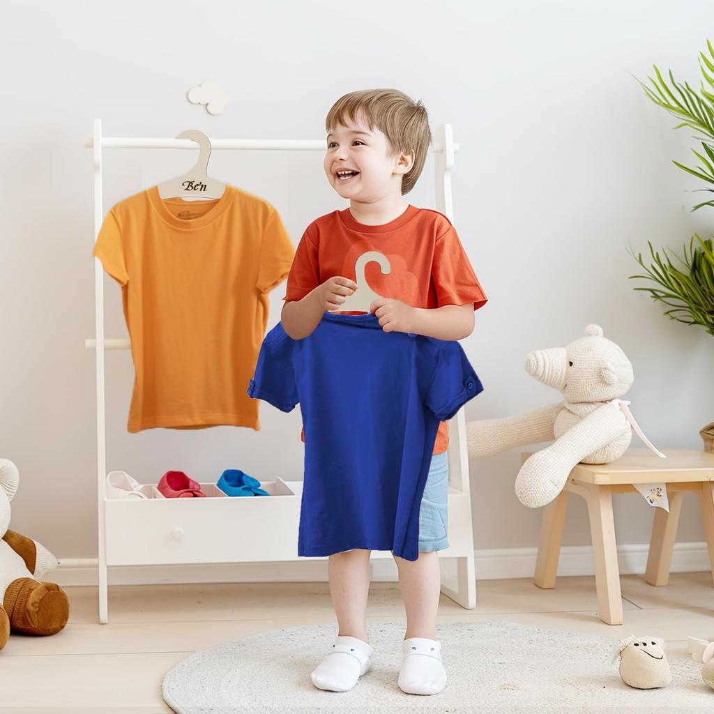 20 Packs Wooden Baby Hangers for Clothes, 9 Inch Wood Newborn Baby Girl Boy Hangers for Nursery Cute Kids Toddlers Children Infant Hanger for Baby