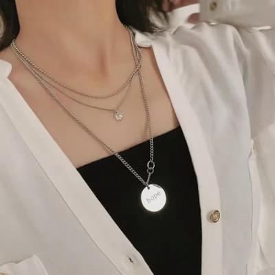 Fashion Titanium Steel Chain Necklace Female Europe and America Double Clavicle Chain Hip Hop Sweater