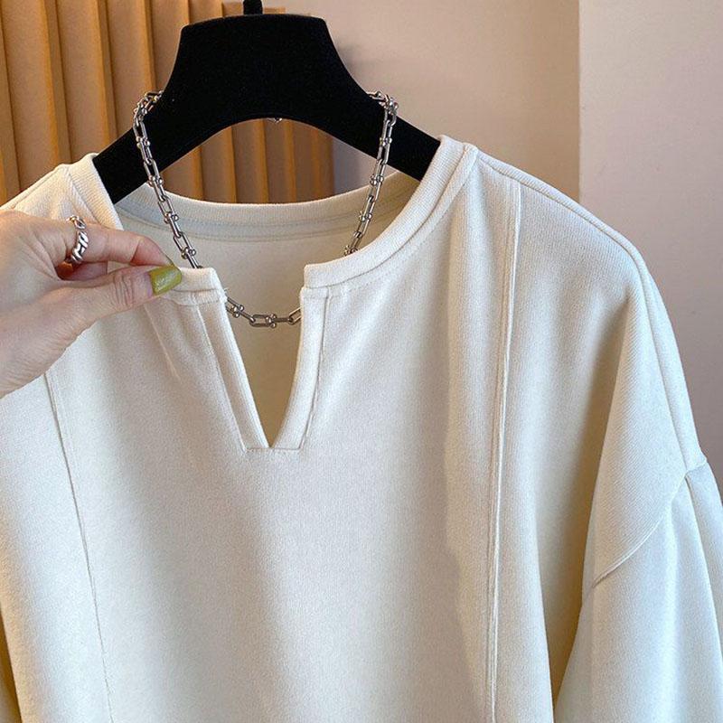 Sweatshirt for Women Oversize V Ncek Thickened Loose Casual Pullover Long Sleeve Winter Sweatshirt Top