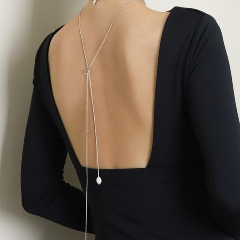 

ozel [Custom Made] Silver 925 Fresh Water Pearl Layer Long Necklace PS173N White Gold