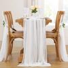 4PCS Sage Green Chiffon Wedding Table Runner,Chair Sashes Gauze Sheer Vintage Dining Birthday Party FestivalCake Table Decor