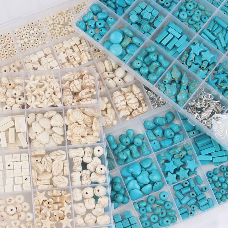 Synthetic Turquoise Loose Bead Collection for Necklace and Bracelet Jewelry Making Components Colorful Mixed Beads