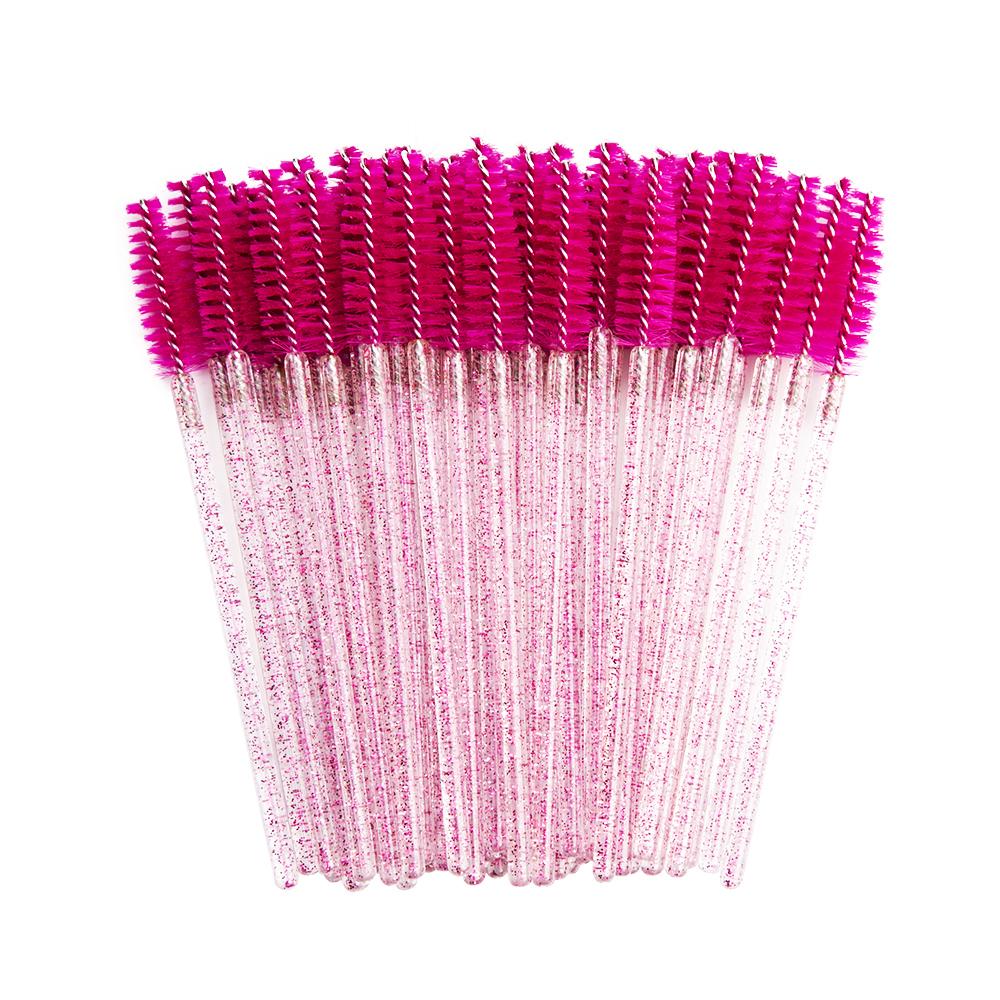 2024 Hot Sale Crystal Shine Eyelashes Mascara Brushes Private Logo Diamond Eyelashes Nylon Fan Brush Make-Up Tool