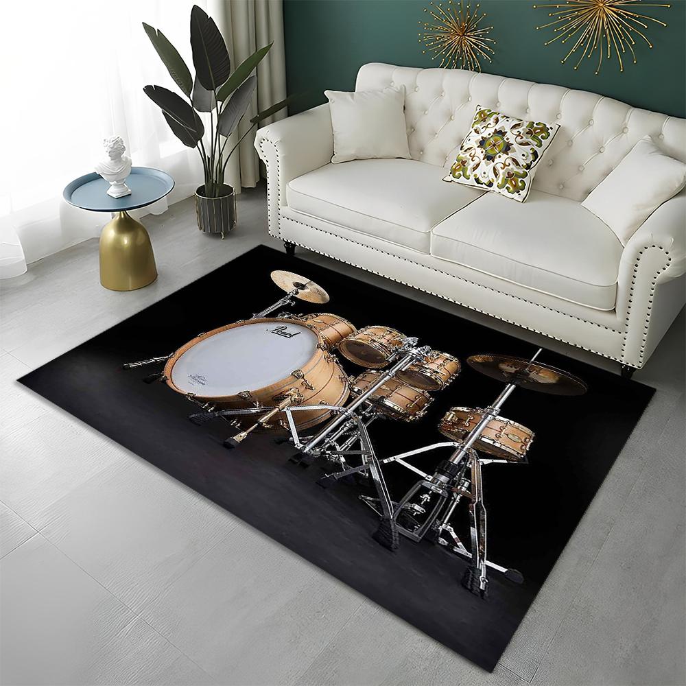 Music Instruments Drum Kit  Drum Set Carpet Rug for Home Living Room Bedroom Sofa Doormat Decor,kids Area Rug Non-slip Floor Mat