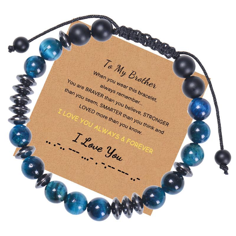

JYL TS Bracelet Morse Code I Love You Beaded Conveys Secret Affection & Luck To My Brother-Card перська-рожевий колір